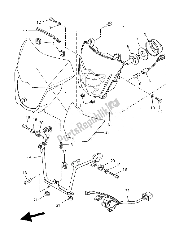 Tutte le parti per il Faro del Yamaha XT 660X 2010