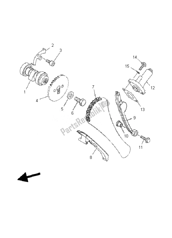 Alle onderdelen voor de Nokkenas & Ketting van de Yamaha TT R 125 SW LW 2007