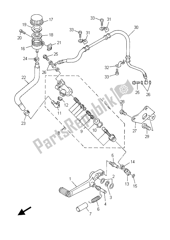 Wszystkie części do Tylny Cylinder G?ówny Yamaha YZF R7 700 1999