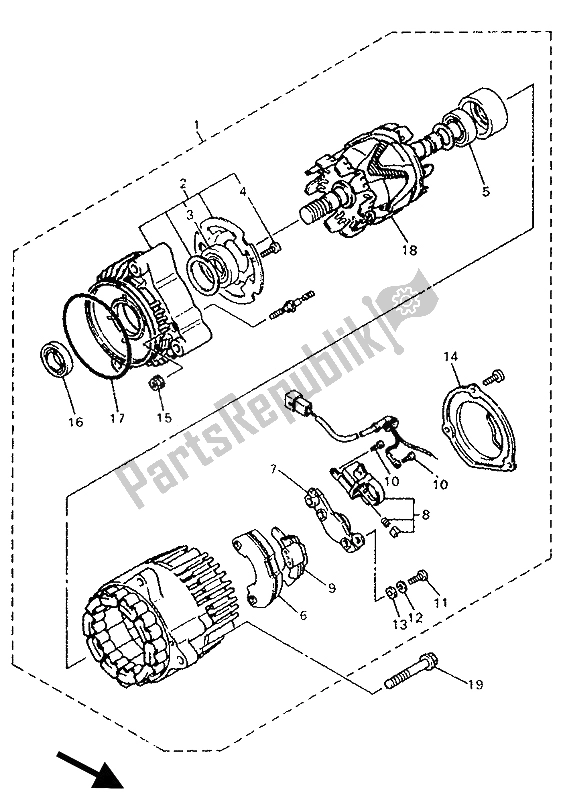 Alle onderdelen voor de Generator van de Yamaha GTS 1000 1994