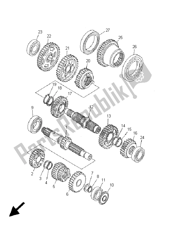 All parts for the Transmission of the Yamaha XVS 1100A Dragstar Classic 2001