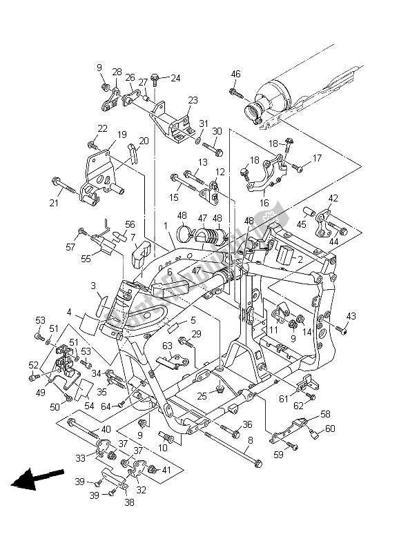 All parts for the Frame of the Yamaha XV 1900A Midnighst Star 2009