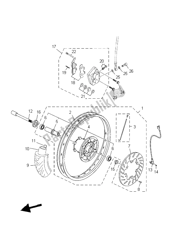 Tutte le parti per il Ruota Anteriore E Sistema Frenante del Yamaha XT 125X 2006