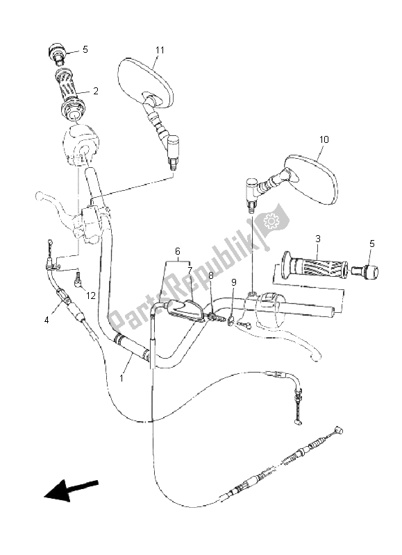 All parts for the Steering Handle & Cable of the Yamaha YB 125 SPD 2008