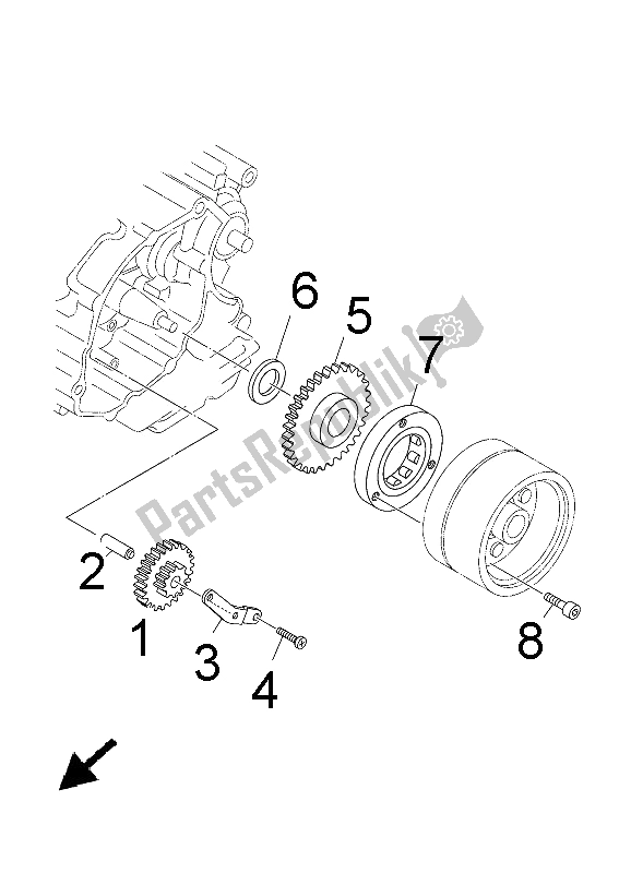 All parts for the Starter Clutch of the Yamaha XT 125R 2005