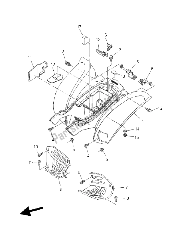 Toutes les pièces pour le Garde-boue Arrière du Yamaha YFM 660R 2002