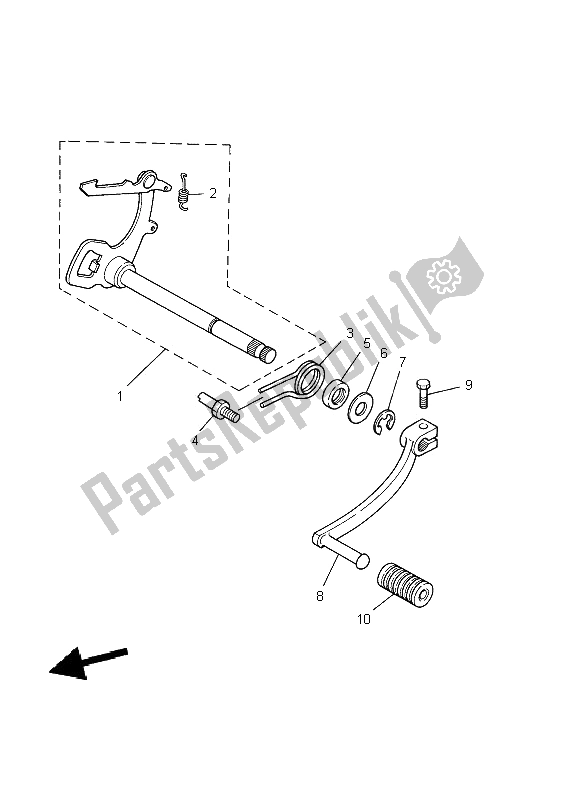 All parts for the Shift Shaft of the Yamaha PW 80 2009