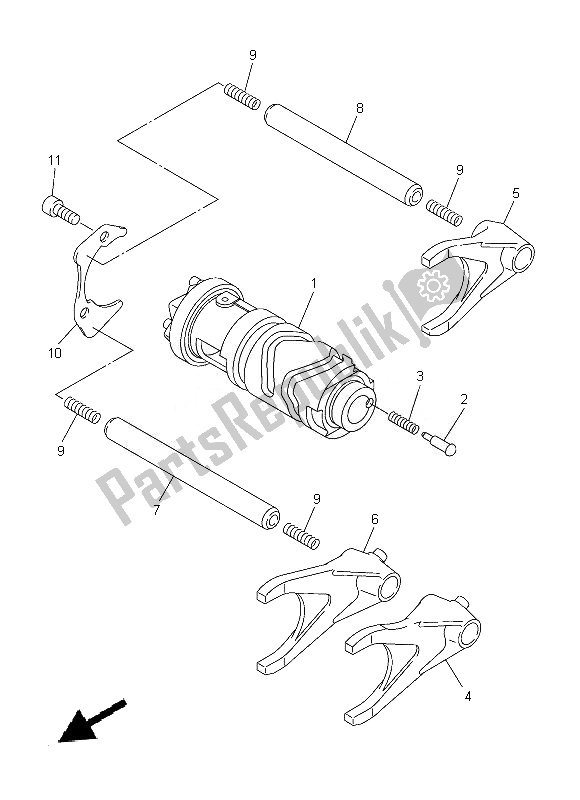 All parts for the Shift Cam & Fork of the Yamaha FJR 1300A 2014