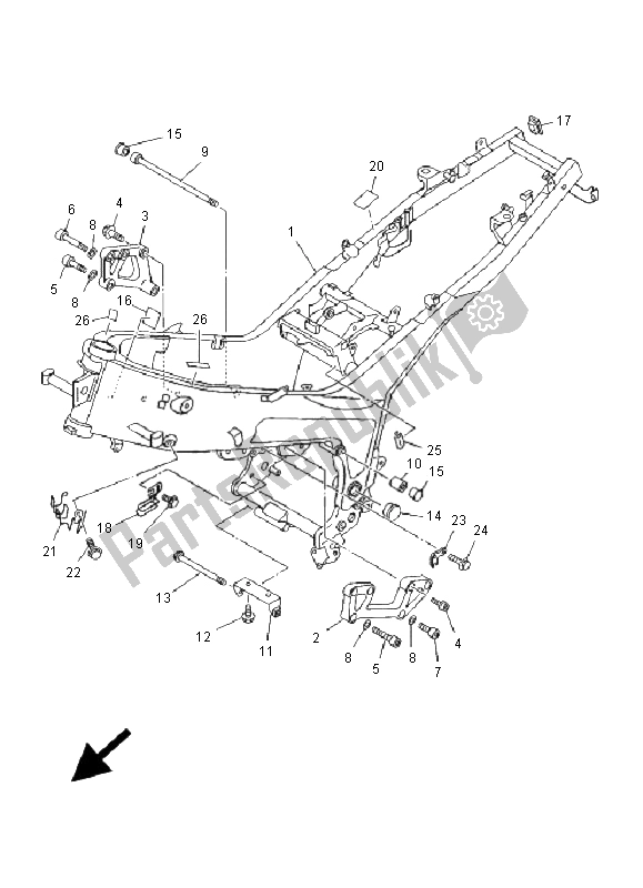 All parts for the Frame of the Yamaha TDM 850 2001