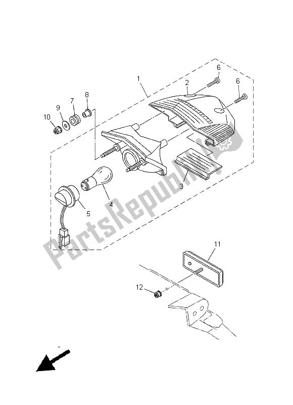 All parts for the Taillight of the Yamaha XT 660R 2014