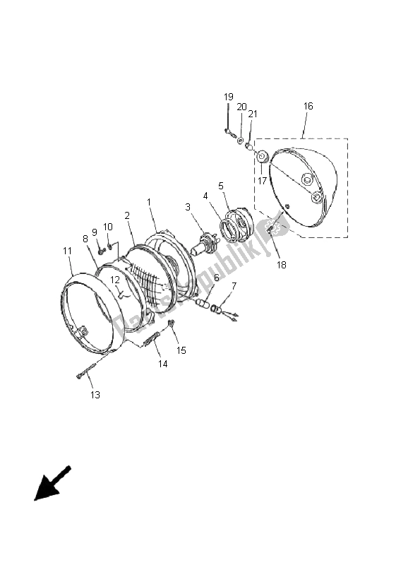Todas las partes para Faro de Yamaha XVS 1100A Dragstar Classic 2001