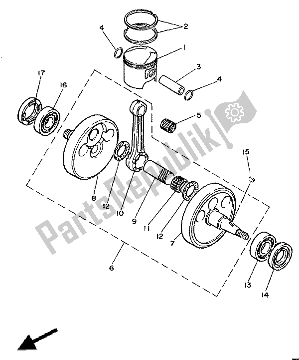 Todas las partes para Cigüeñal Y Pistón de Yamaha TY 250R 1991