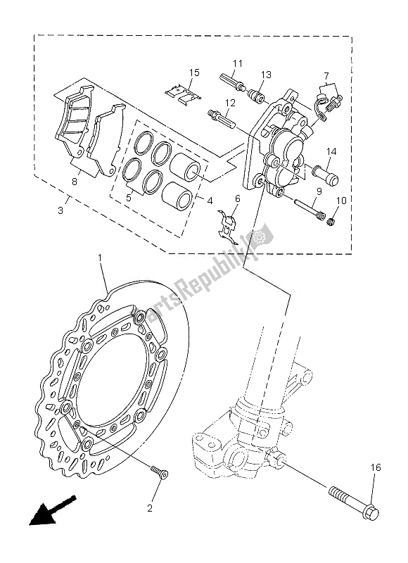 Wszystkie części do Zacisk Hamulca Przedniego Yamaha WR 450F 2013