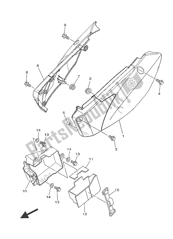 All parts for the Side Cover of the Yamaha TT R 110E 2016