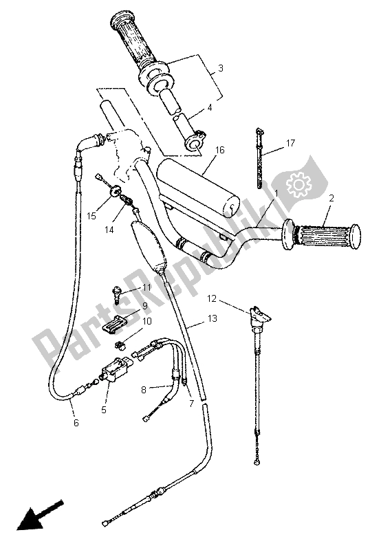 Alle onderdelen voor de Stuurhendel En Kabel van de Yamaha PW 80 1997