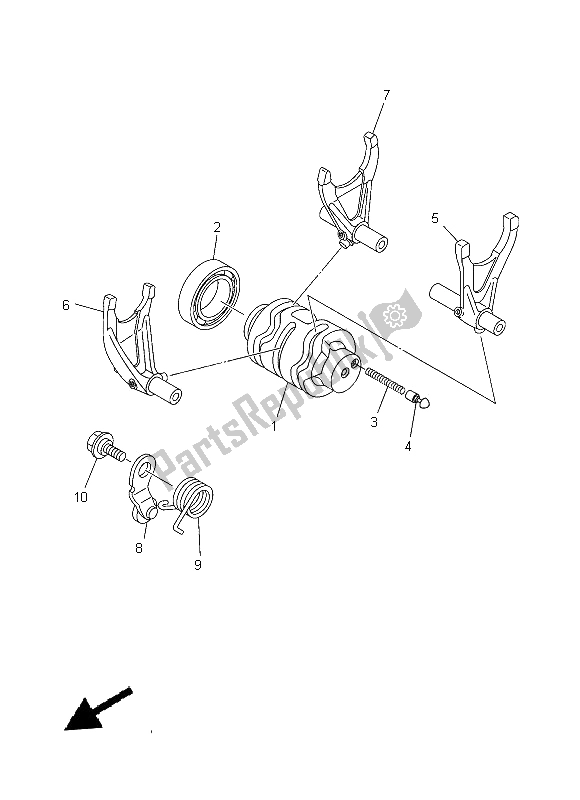 All parts for the Shift Cam & Fork of the Yamaha WR 250F 2014