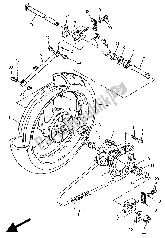 Tutte le parti per il Ruota Posteriore del Yamaha YZF 600R Thundercat 1998