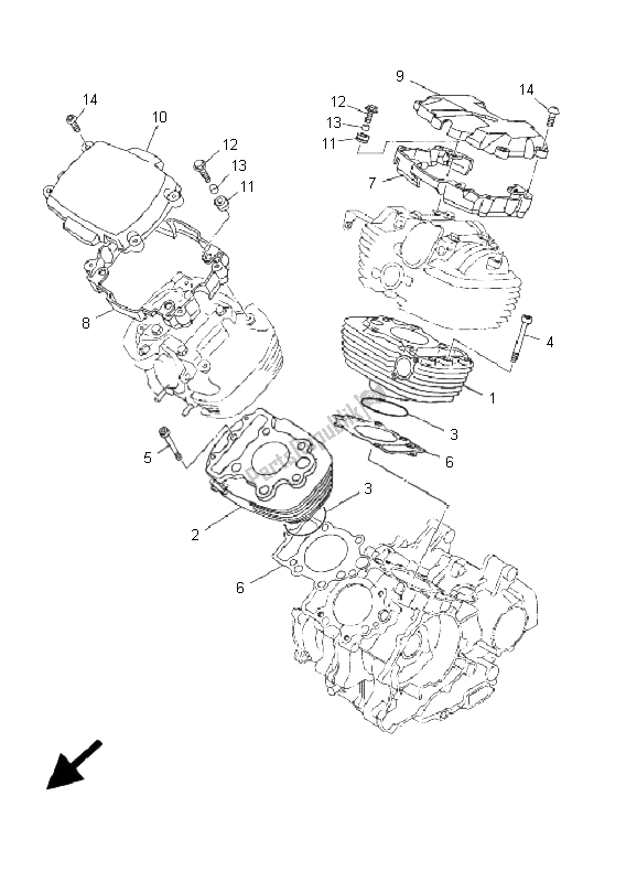 Tutte le parti per il Cilindro del Yamaha XVS 650A Dragstar 2001