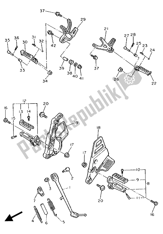 Tutte le parti per il Stand E Poggiapiedi del Yamaha FZ 750 Genesis 1989