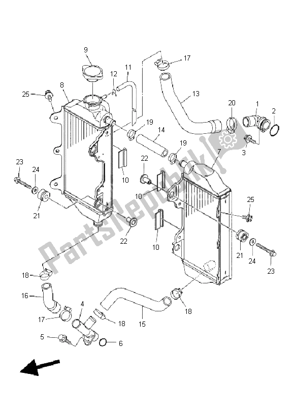 All parts for the Radiator & Hose of the Yamaha YZ 450F 2011