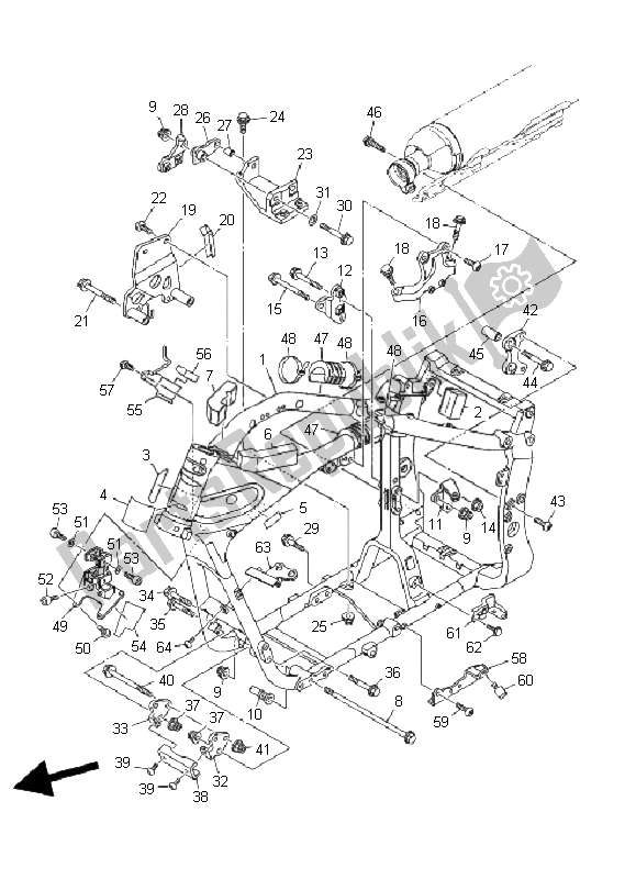 All parts for the Frame of the Yamaha XV 1900A Midnight Star 2008