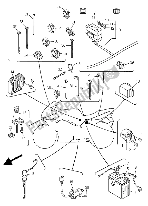 All parts for the Electrical 2 of the Yamaha YZF 600R Thundercat 1998