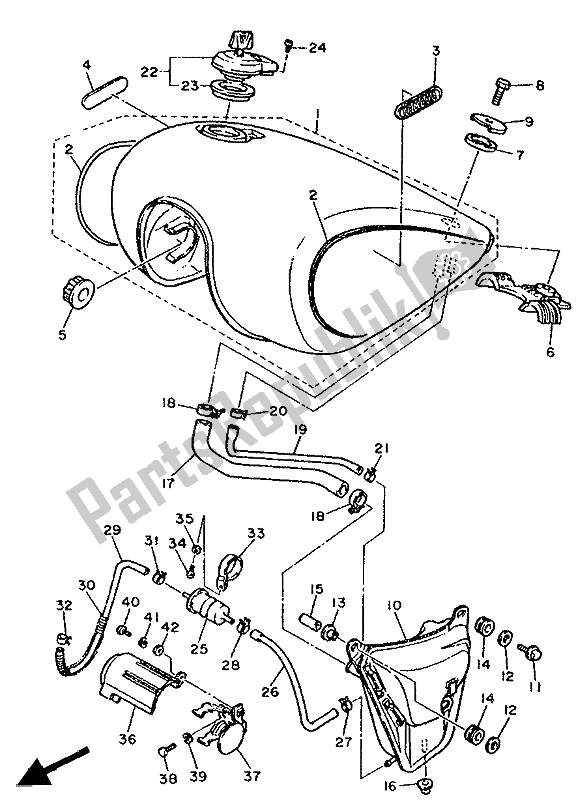 Tutte le parti per il Serbatoio Di Carburante del Yamaha XV 1000 SE Virago 1988