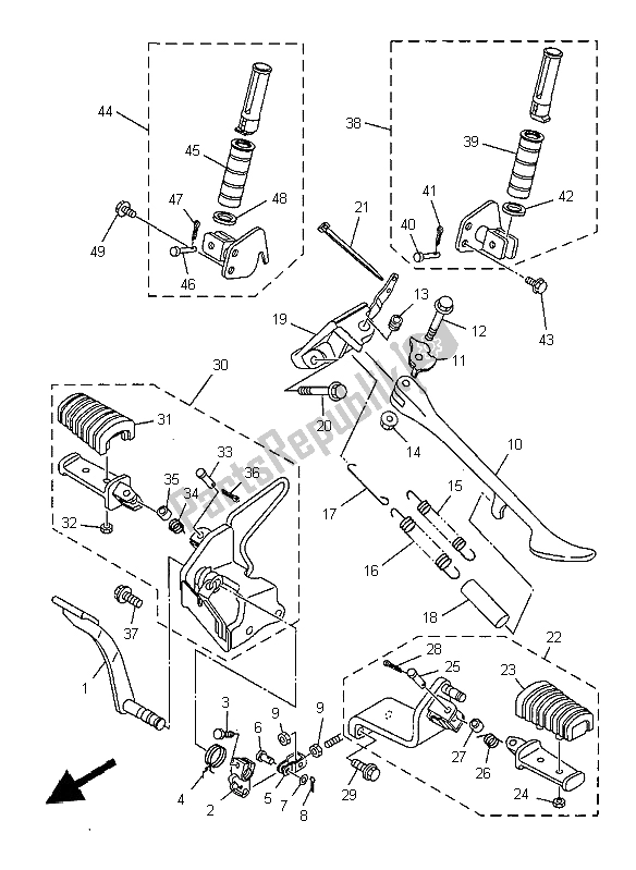 Todas las partes para Soporte Y Reposapiés de Yamaha XVS 1100 Dragstar 1999