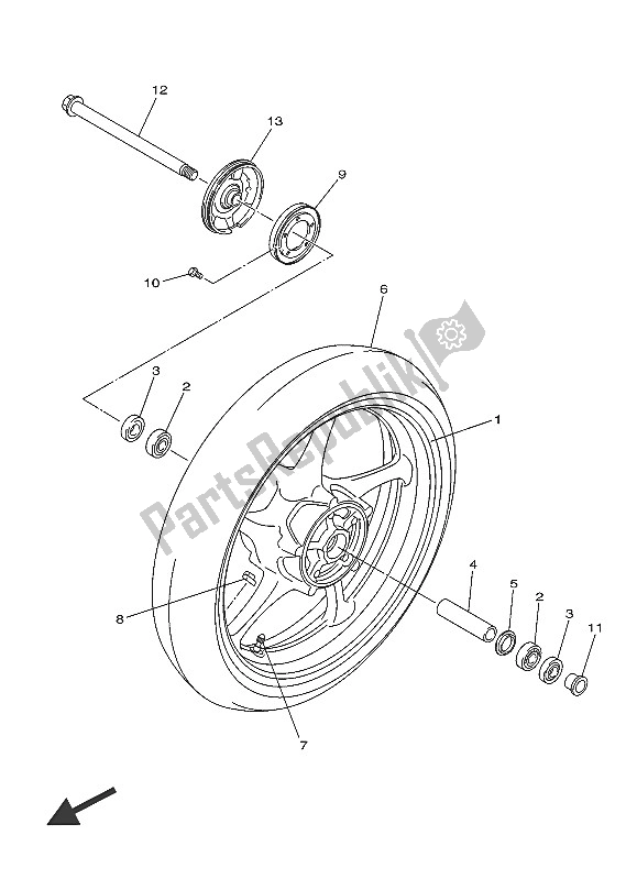 Wszystkie części do Przednie Ko? O Yamaha XJ6 NA 600 2016