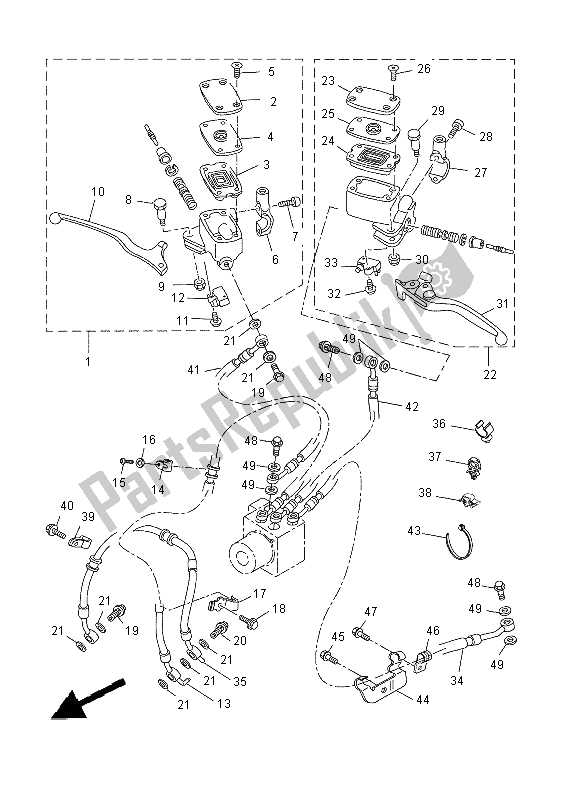 All parts for the Front Master Cylinder of the Yamaha YP 400 RA 2014