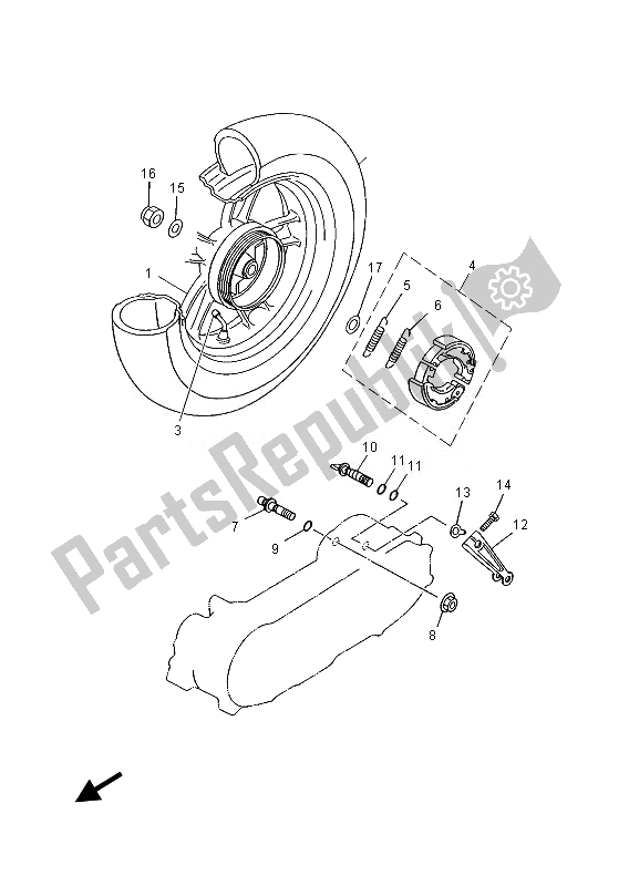 All parts for the Rear Wheel of the Yamaha YN 50 FU 2013