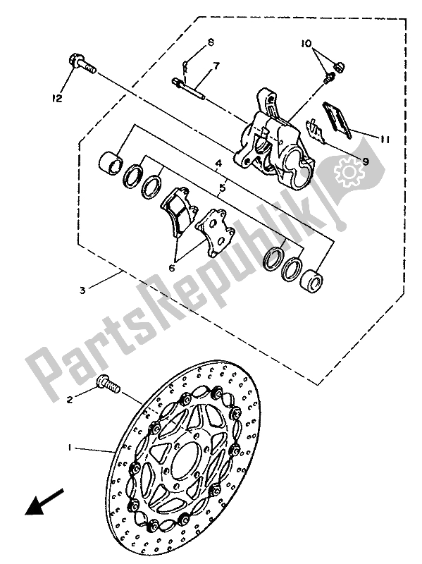 All parts for the Front Brake Caliper of the Yamaha TZR 250 1987