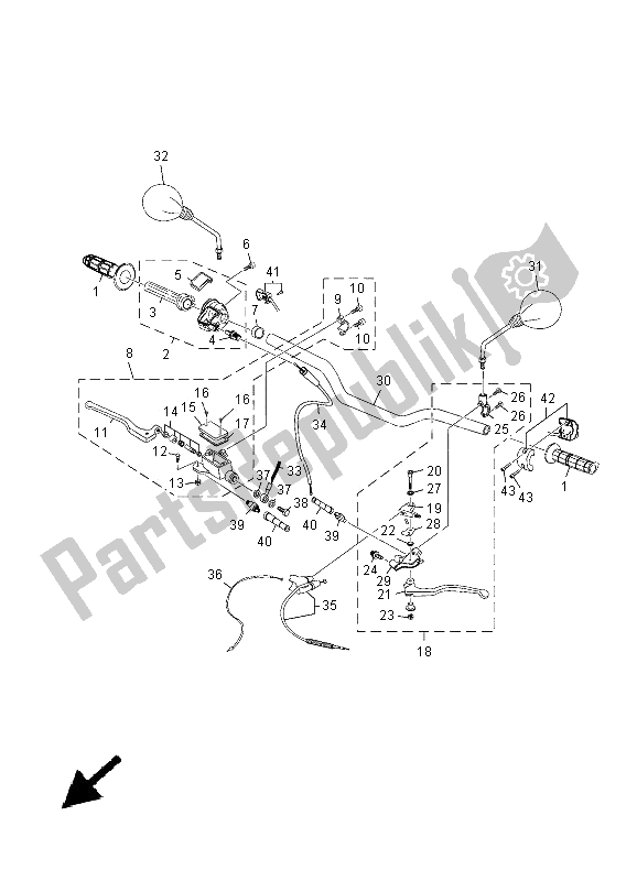 All parts for the Steering Handle & Cable of the Yamaha XT 125X 2005