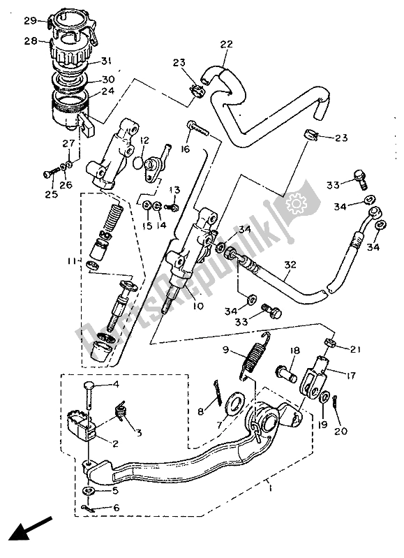 Wszystkie części do Tylny Cylinder G?ówny Yamaha XT 600Z Tenere 1990