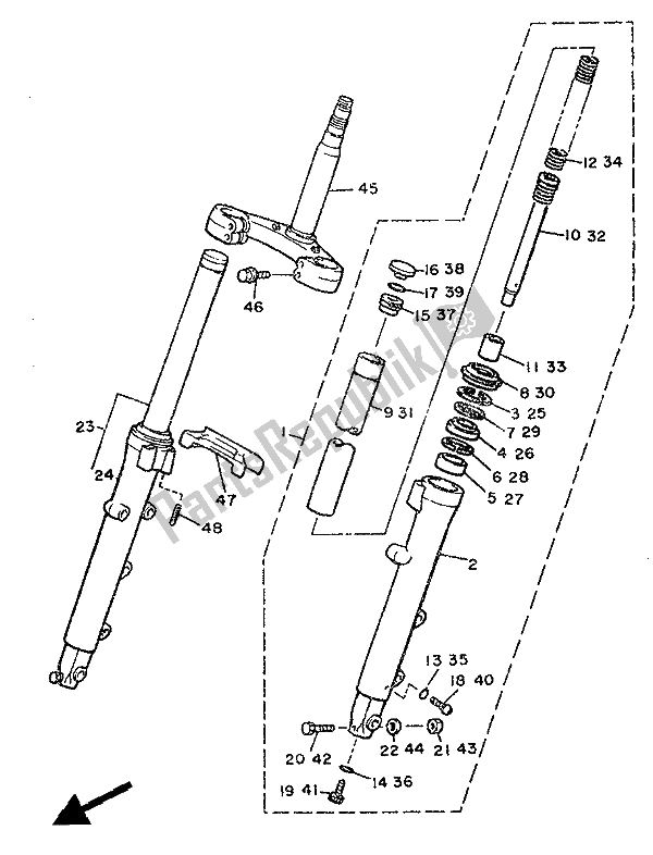 Toutes les pièces pour le Fourche Avant du Yamaha XJ 900 1986