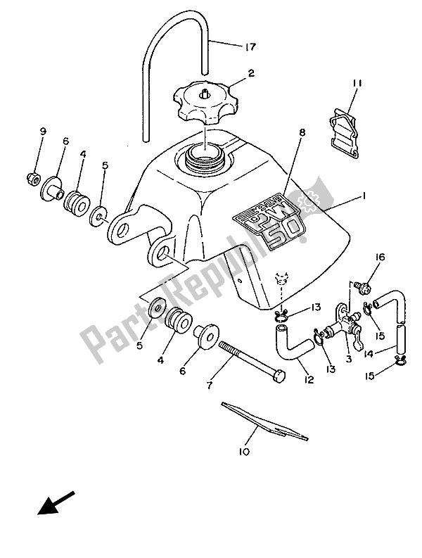 Toutes les pièces pour le Réservoir D'essence du Yamaha PW 50 1988