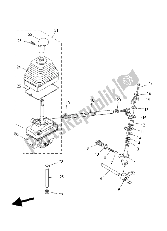 All parts for the Shift Shaft of the Yamaha YFM 350 Grizzly 2X4 2011