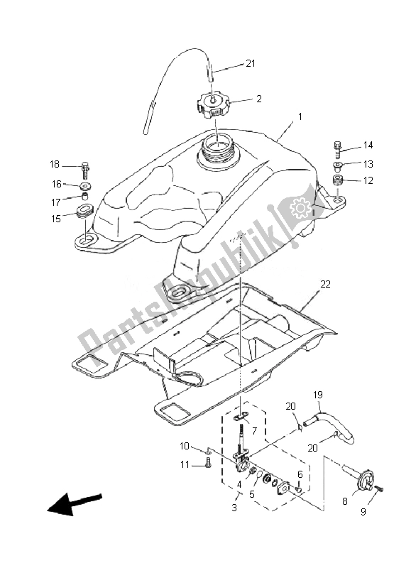 Todas las partes para Depósito De Combustible de Yamaha YFM 350F Grizzly 4X4 2007