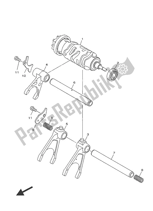 All parts for the Shift Cam & Fork of the Yamaha MT 10 1000 2016
