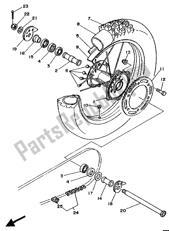 Toutes les pièces pour le Roue Arrière du Yamaha DT 125E 1990