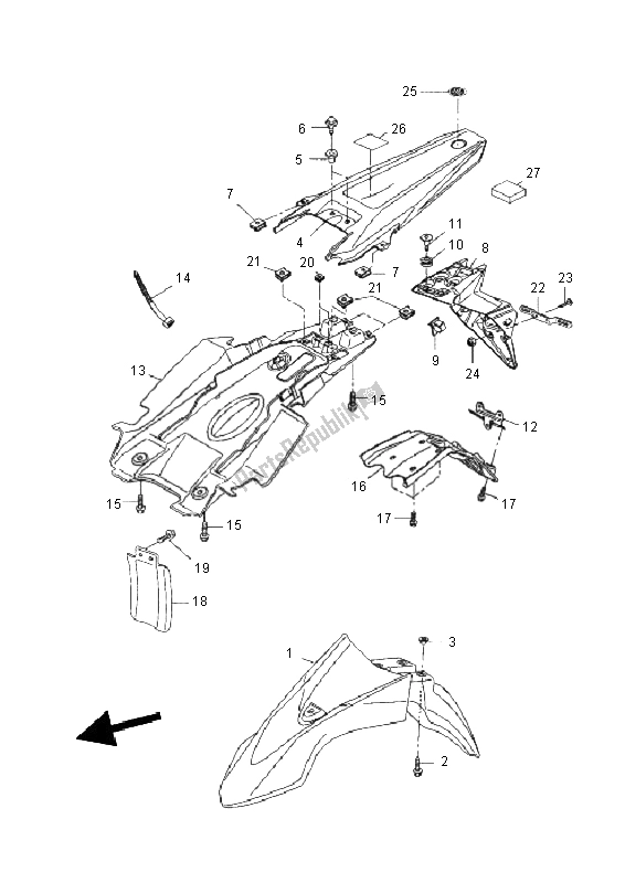 All parts for the Fender of the Yamaha WR 125R 2011