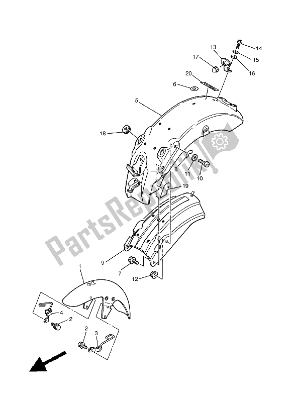 All parts for the Fender of the Yamaha XV 250 Virago 1992