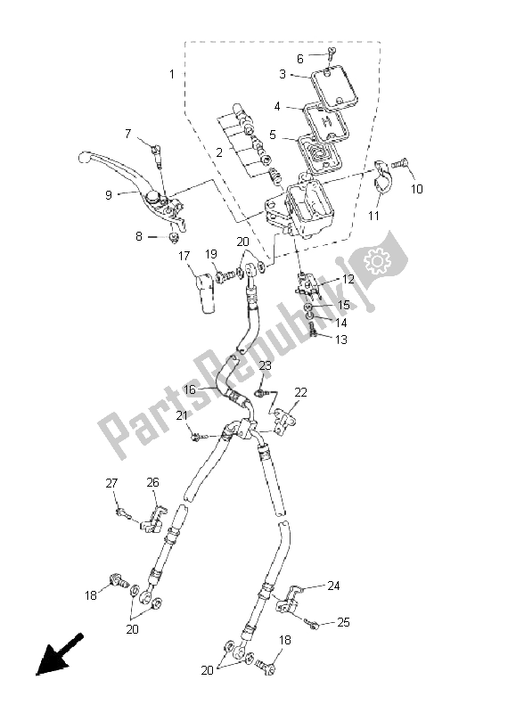 All parts for the Front Master Cylinder of the Yamaha FJR 1300 2005
