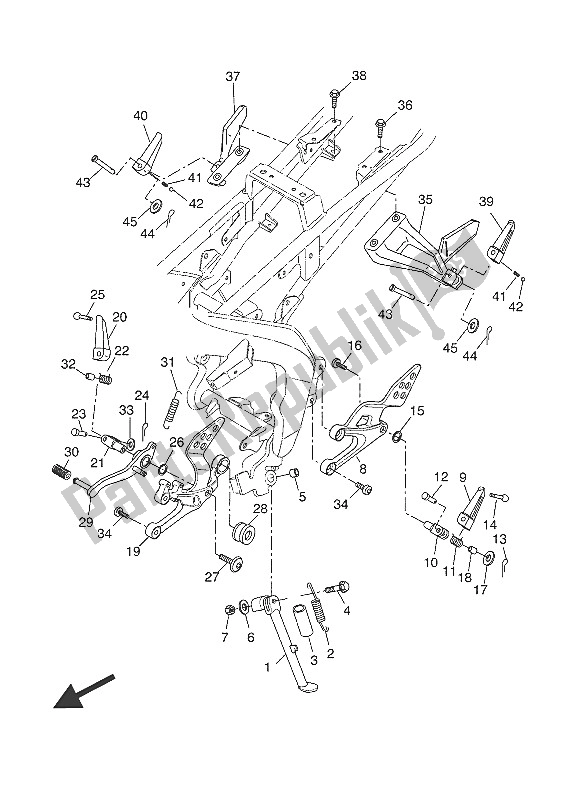 All parts for the Stand & Footrest of the Yamaha YZF R 125A 2016