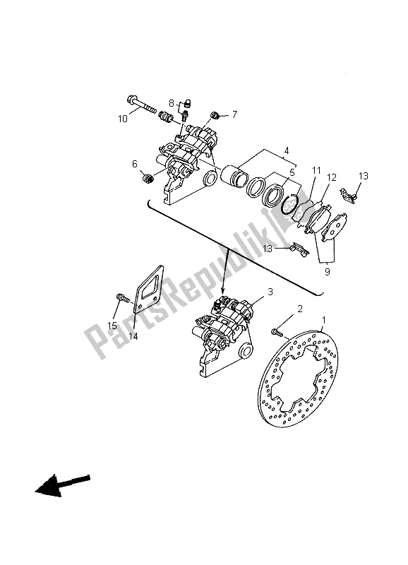 All parts for the Rear Brake Caliper of the Yamaha TDR 125 2002