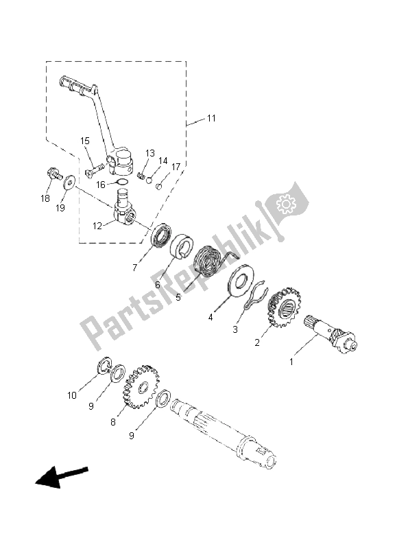 All parts for the Starter of the Yamaha YZ 85 SW LW 2008