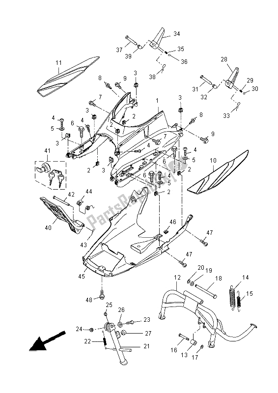 Toutes les pièces pour le Support Et Repose-pieds du Yamaha YP 400 RA 2014