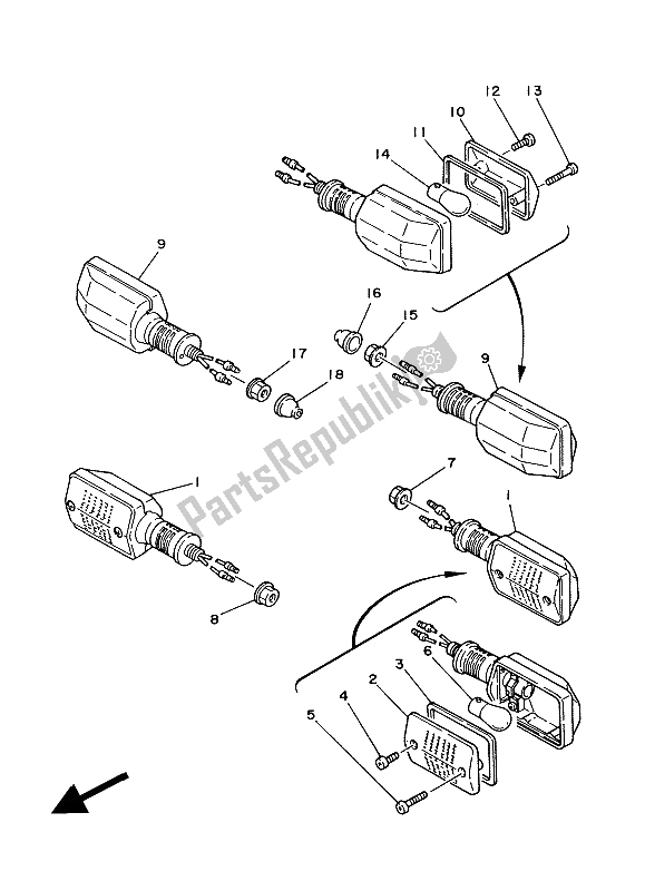 Todas las partes para Luz Intermitente de Yamaha XT 350 1988