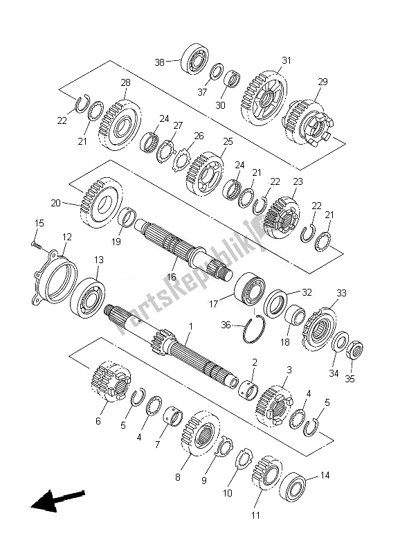 Todas las partes para Transmisión de Yamaha YZF R6 600 2007