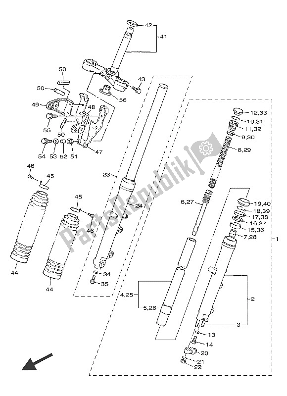 All parts for the Front Fork of the Yamaha SR 400 2016